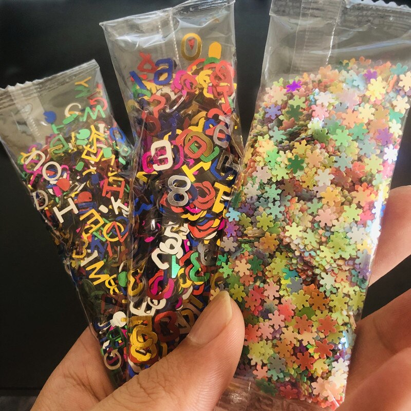 10g/Pack Star Snowflake Glitter Sequins Nail Art Decoration Alphabet Loose Sequins Epoxy Resin Mold Filler For DIY Jewelry Craft: Mix6  3Pcs