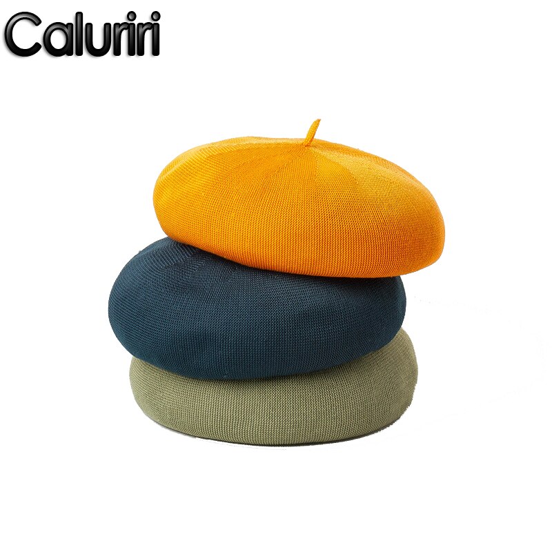 Caluriri Spring Summer Hat Pumpkin Beret Painter's Cap Retro Knit Breathable Art Painter's Cap Octagonal Cap Beret Cap