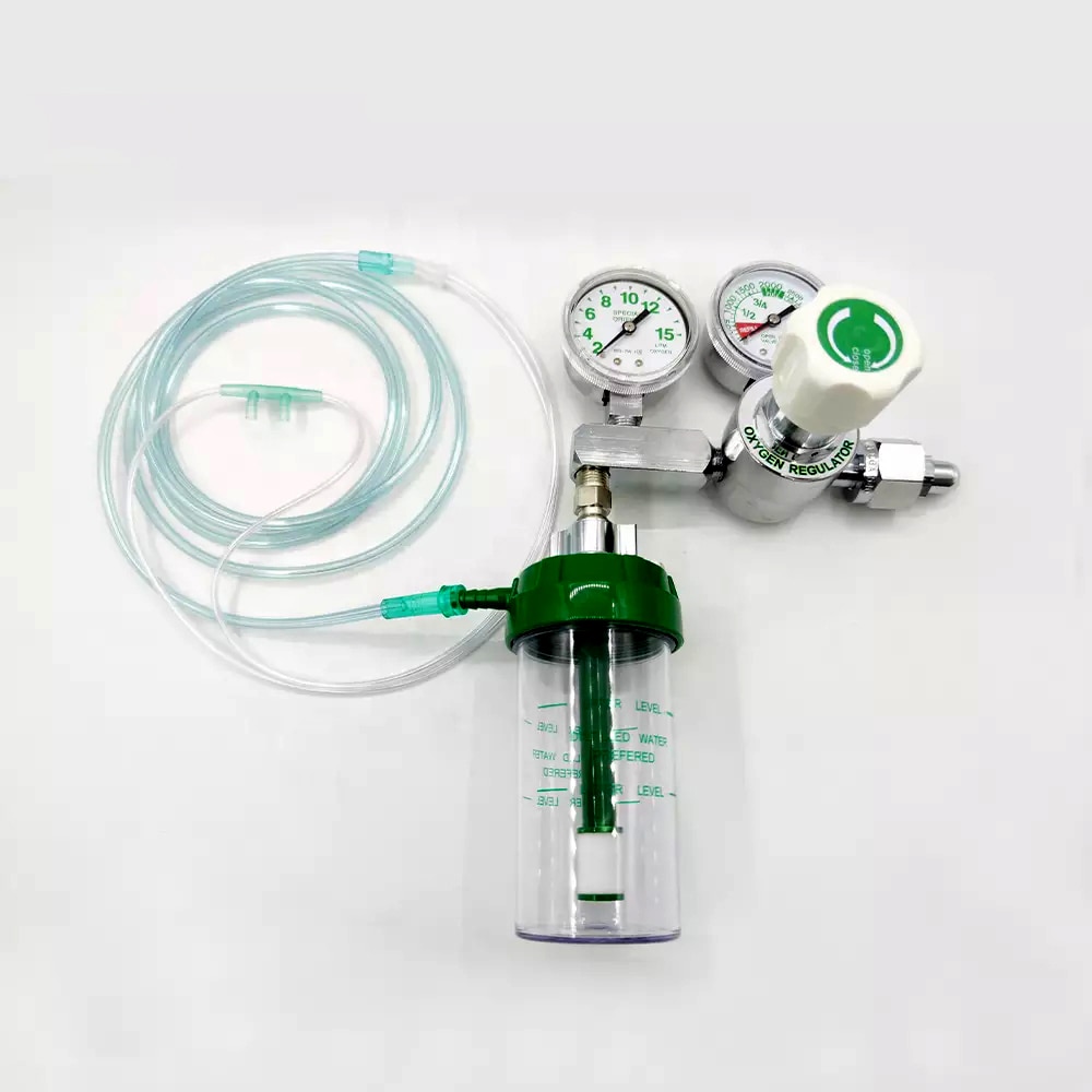 Medische Zuurstof Regulator CGA540 Met Dubbele Gauge Flow Meter Regulator Hoge Druk Voor Voor Zuurstof Cilinder 4000psi