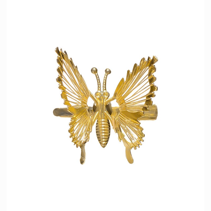 2022 Spring Gold Silver Butterfly Movable Wings Hairpin For Girl Children 4.5cm Long Cute Princess Hairpin Barrettes Accessories