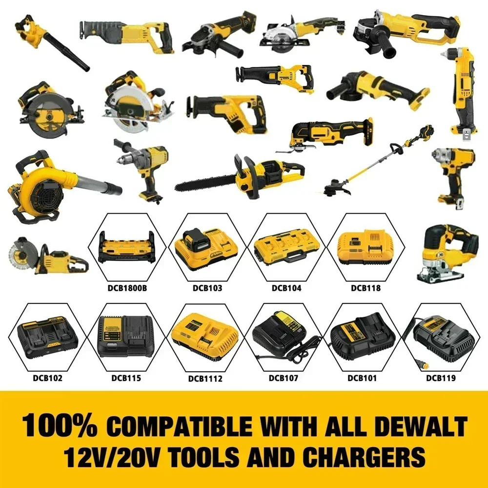 DCB200 20V Akku kompatibel mit Dewalt Power Tools 18V 12Ah wiederaufladbare Elektrowerkzeug-Lithiumbatterien 20V 18Volt 18V 12Ah