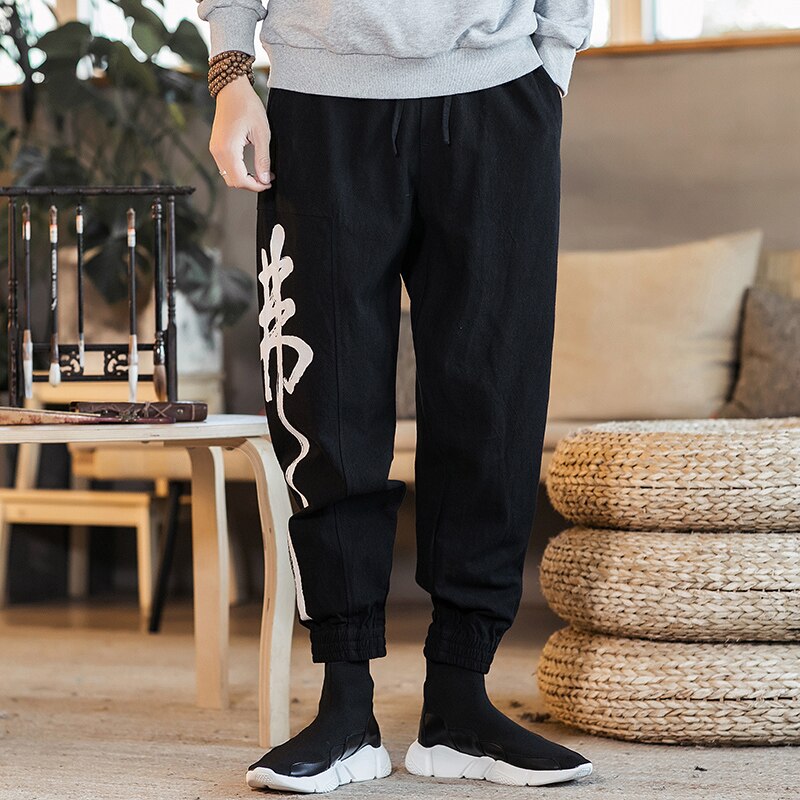 Miesten Harem Housut Kiinalainen Tyyli Puuvilla Pellava Joggeri Suuri Koko 5XL
