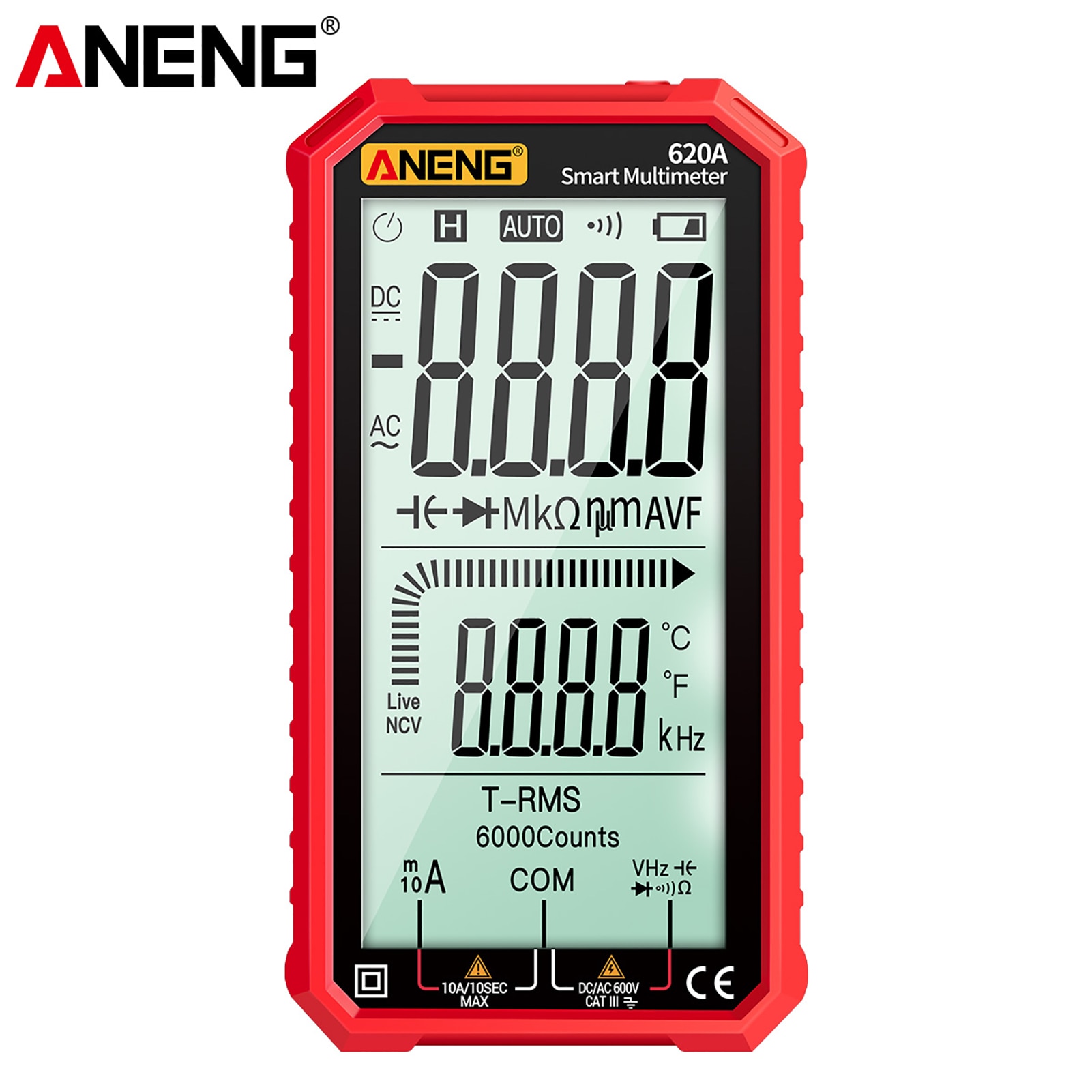 ANENG True-RMS Auto-Ranging Digital Multimeter with Amp Volt Ohm Capacitance Continuity Temperature Frequency Diode Tests