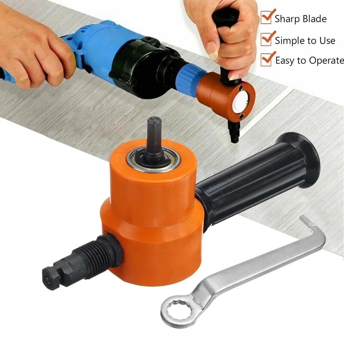Double Headed Sheet Metal Cutter Nibbler Electric Punching Shears Iron Saw Cutting Tool Drill Attachment Deburring Tool Snips