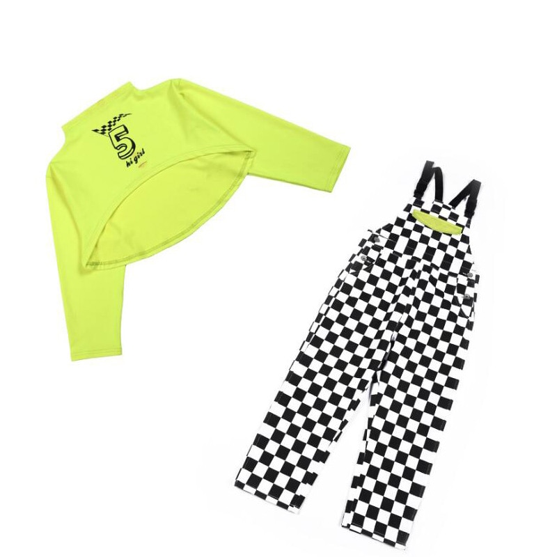 Crianças roupas de dança jazz ballroom dance festival trajes moletom tops calças hip hop trajes para meninas mostrar roupa de palco