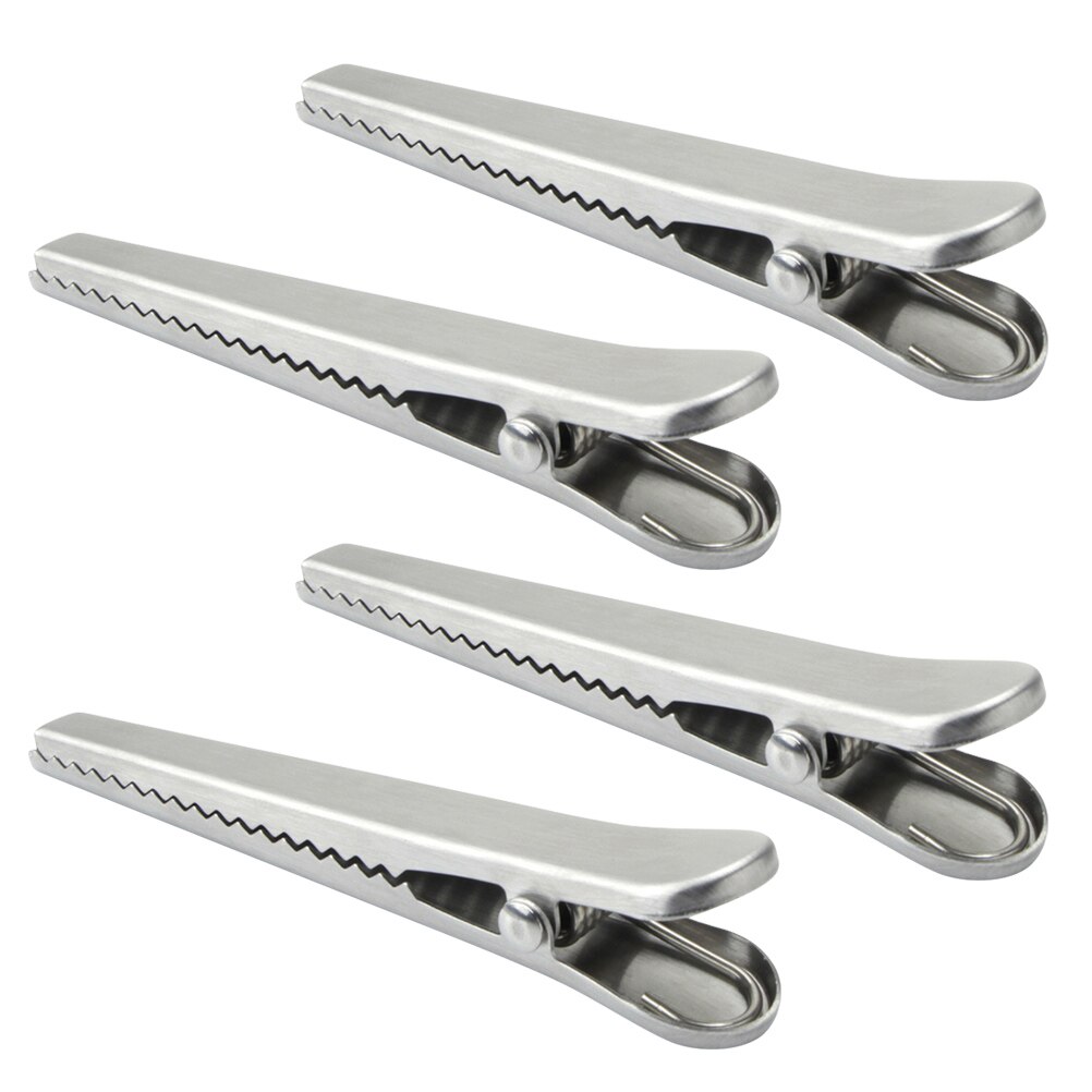 4 Stuks Rvs Afdichting Clips Eten Klemmen Voedsel Clips Bag Afdichting Clips: 8X2X1.7CM