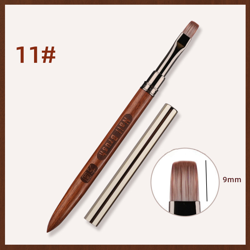 Pincel redondo con mango de madera para decoración de uñas, espátula Triangular, línea de pintura de dibujo, herramientas de manicura de Metal redondas y planas: Azul