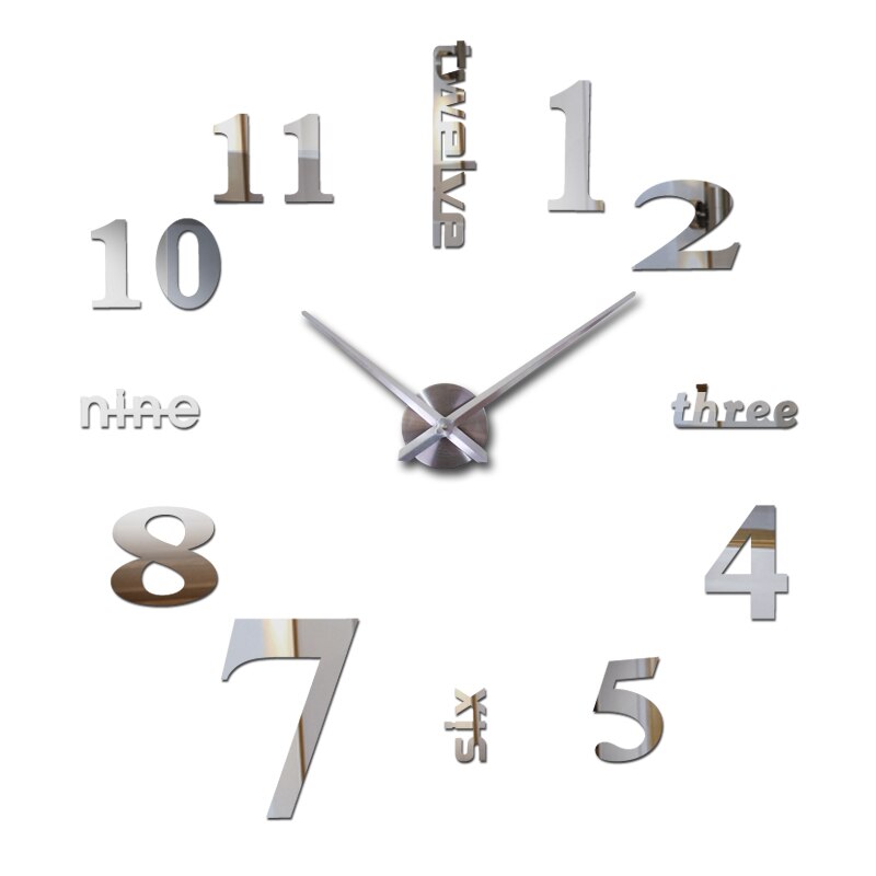 Rushed Metal modern style watches limited big wall clock Quartz mirror wall sticker diy decor living room