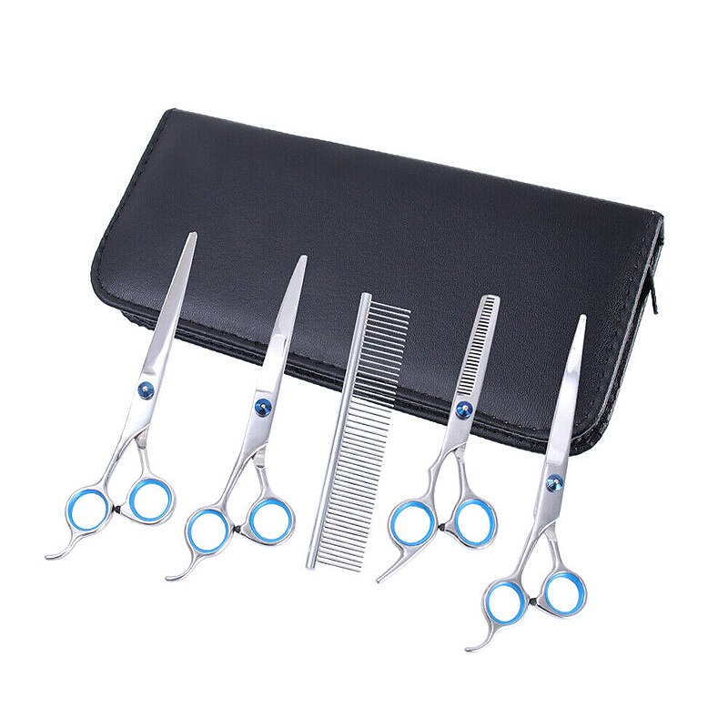 6'' Pet Straight Curved Hair Cutting Thinning Shears Grooming Scissors Set Straight Cut Teeth Cut Fish Bone Scissors Sets