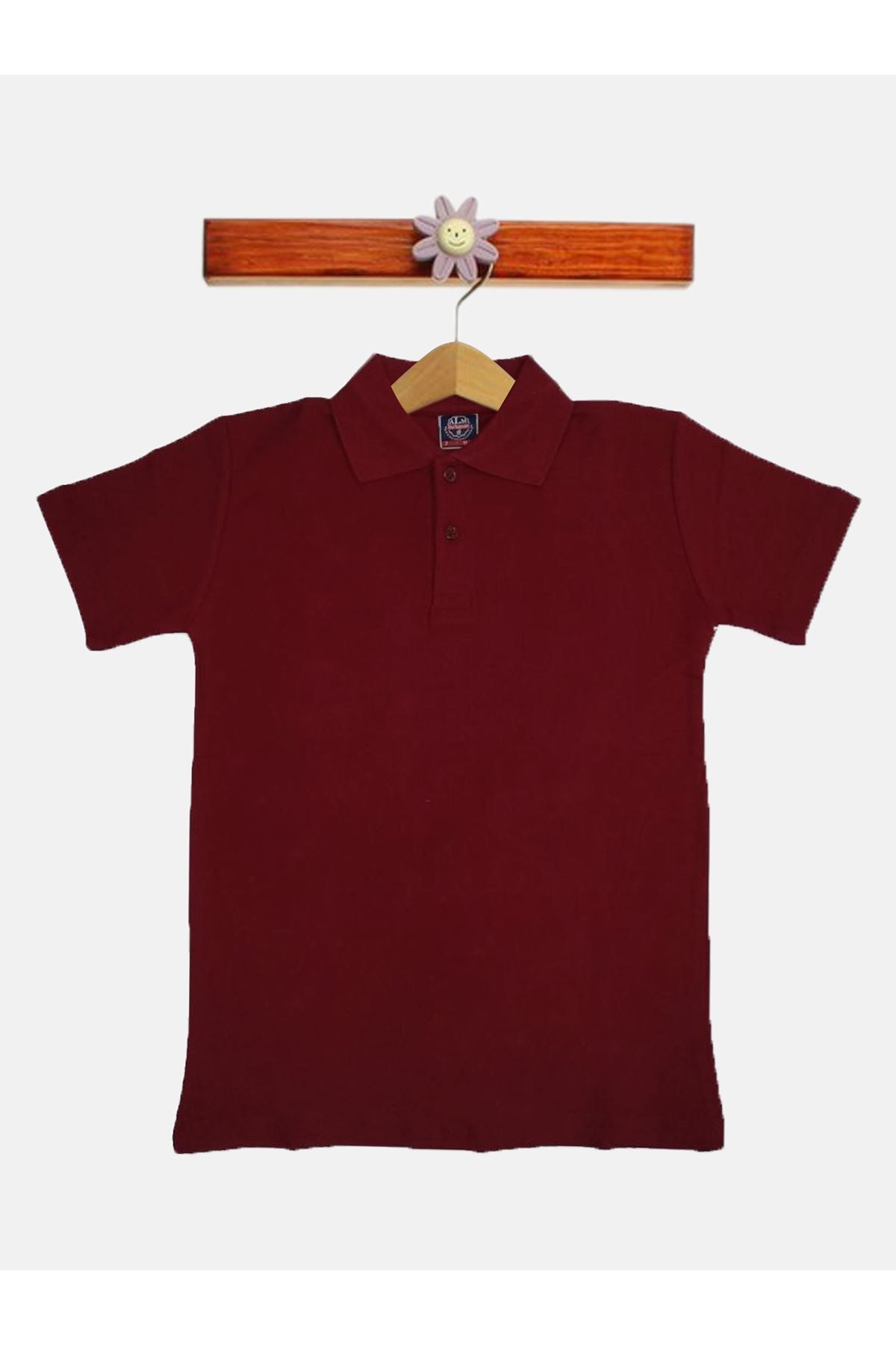 Kastanjebruin Polo Kraag Katoen Kind Basic T-shirt