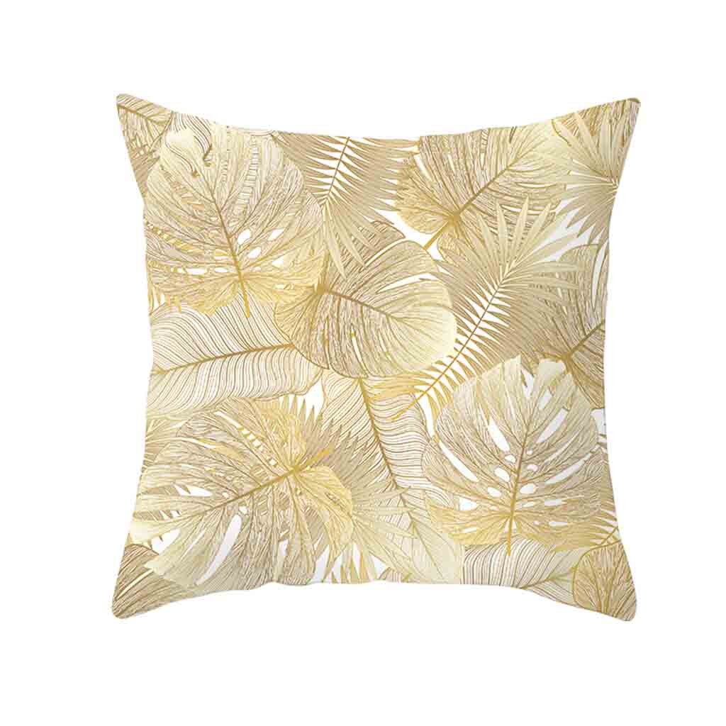Pillow Case Gold Plant Printed Sofa Car Cushion Cover Home Decor Throw Pillowcase Bed Decoations poszewki na poduszki 45x45cm: M
