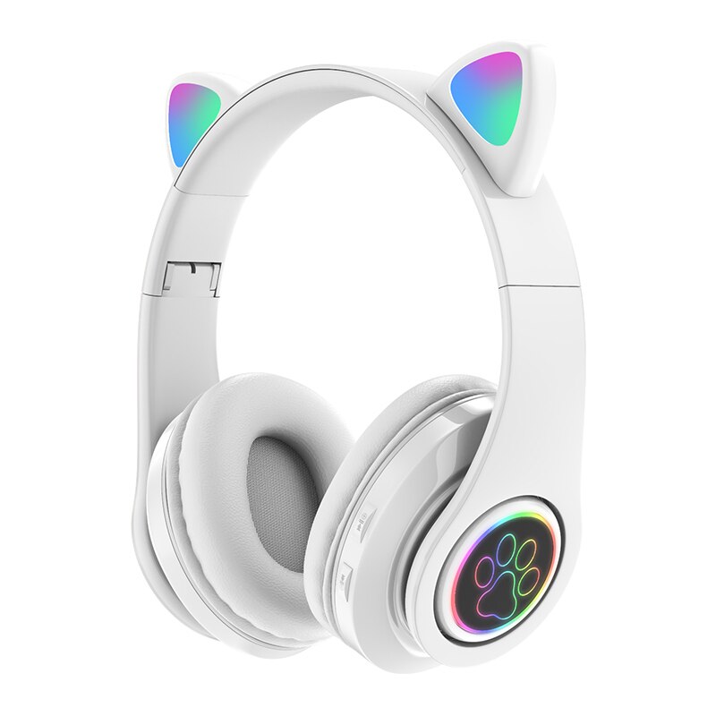 Roze Gaming Led Kat Ear Hoofdtelefoon Bluetooth Noise Cancelling Kids Meisje Headset Ondersteuning Tf-kaart Fm Radio Met Microfoon Draadloze + Bedrade: 01