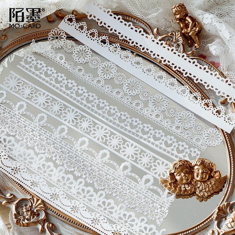 10 pcs White Lace Paper Loose Leaf Bullet Journaling handmade Homemade Lace Memo Pads Background paper Scrapbooking material