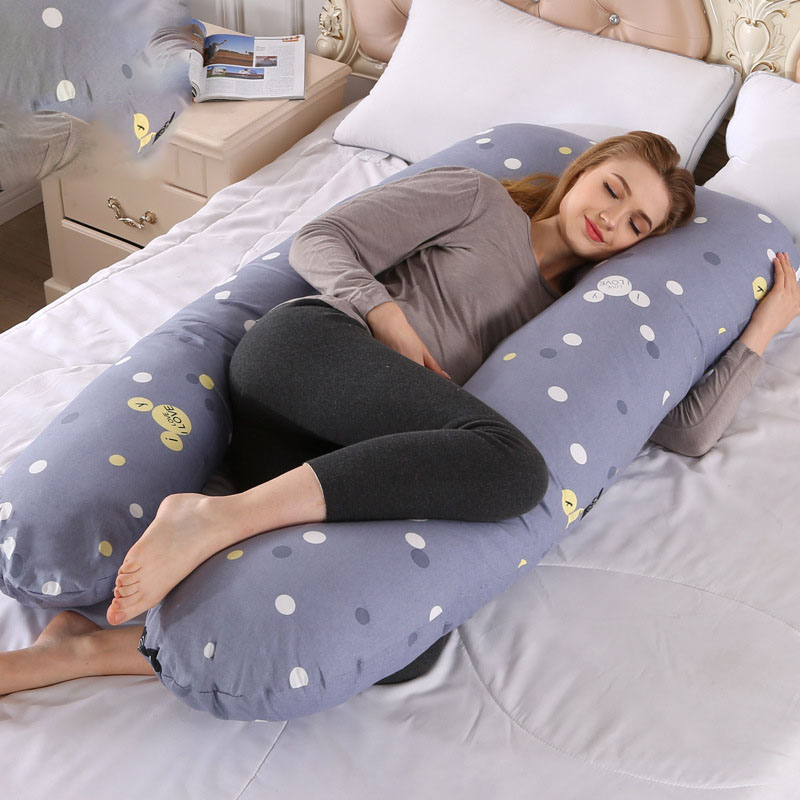 Maternidad en forma de U almohada de las mujeres embarazadas Prenatal y Postnatal cojín multifuncional protección de cintura cuerpo almohada dormir cojín: AF416blue