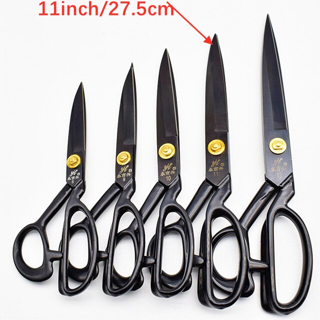 1Pcs Professionele Kleermaker Schaar Naaien Schaar Borduurwerk Schaar Gereedschap Voor Naaien Craft Schaar Stof Cutter Scharen: Black 11 Inch 27.5cm