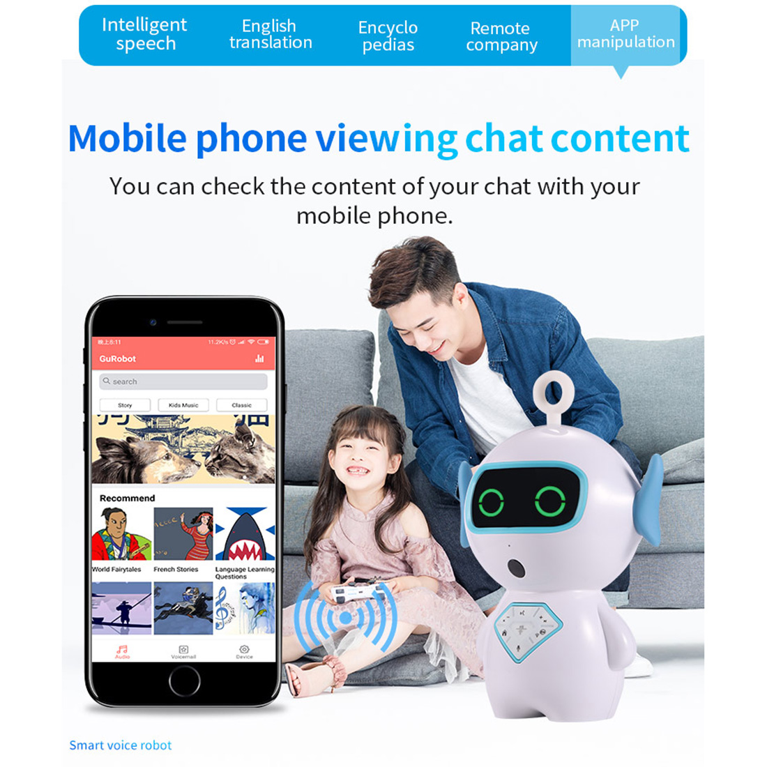 Kinderen Interactieve Spraakherkenning Robot Intelligente Begeleiden Speelgoed Smart Robot Muziek App Voice Chat Storytelling Voor Kids