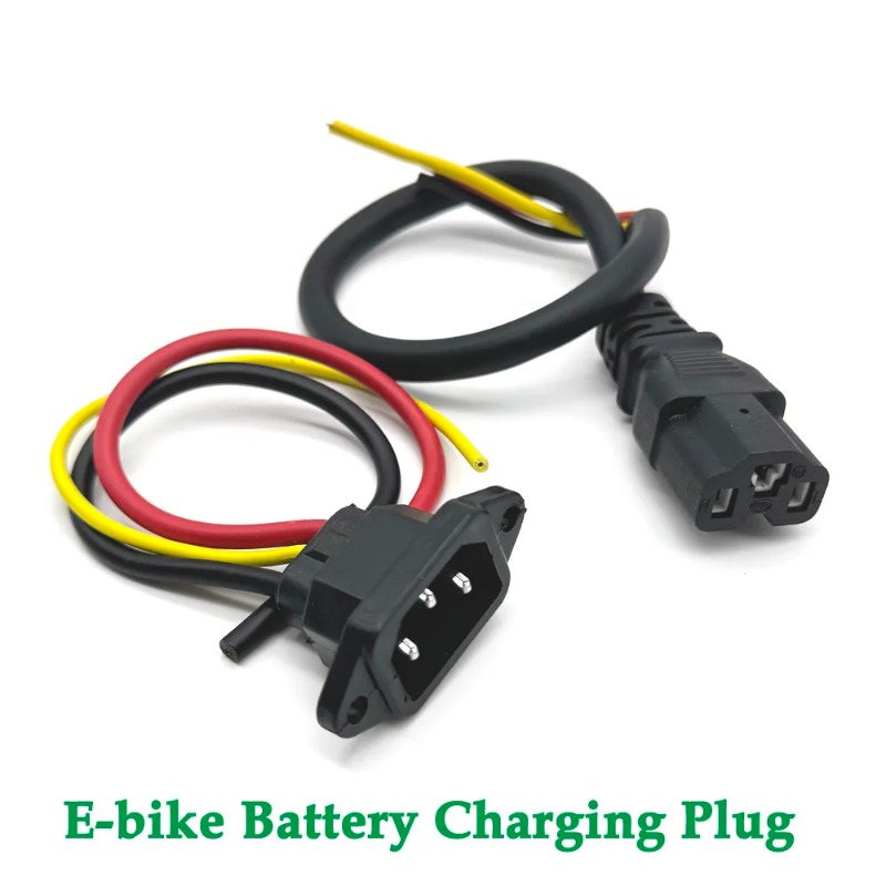 Conector de batería, tres enchufes de carga verticales, codo con cables, Cable de 10A para patinete eléctrico Universal de 36V y 48V