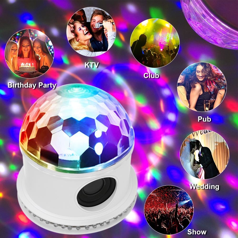 Mini Haut-Parleur Bluetooth Lumière DE Scène RVB Activé Automatique Magique Rotative Boule Disco DJ Lumière LED L'éclairage D'effet D'étape Six Modes