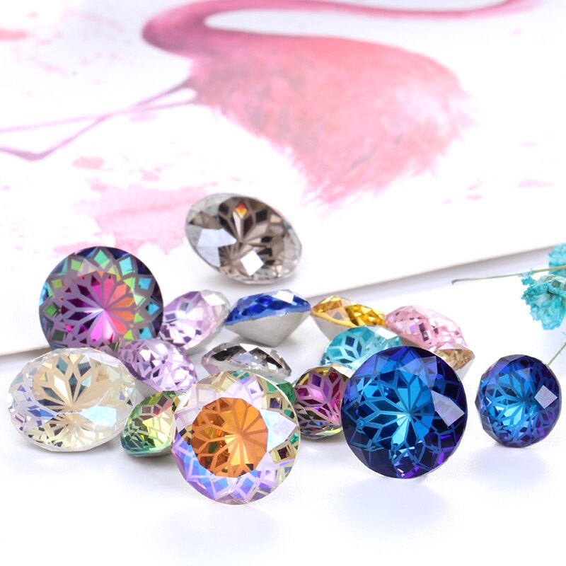 Ronde Rivoli Lijm Op Rhinestones 10Mm Pointback Stenen Diy Ambachten Shiny Glas Strass K9 Kristallen