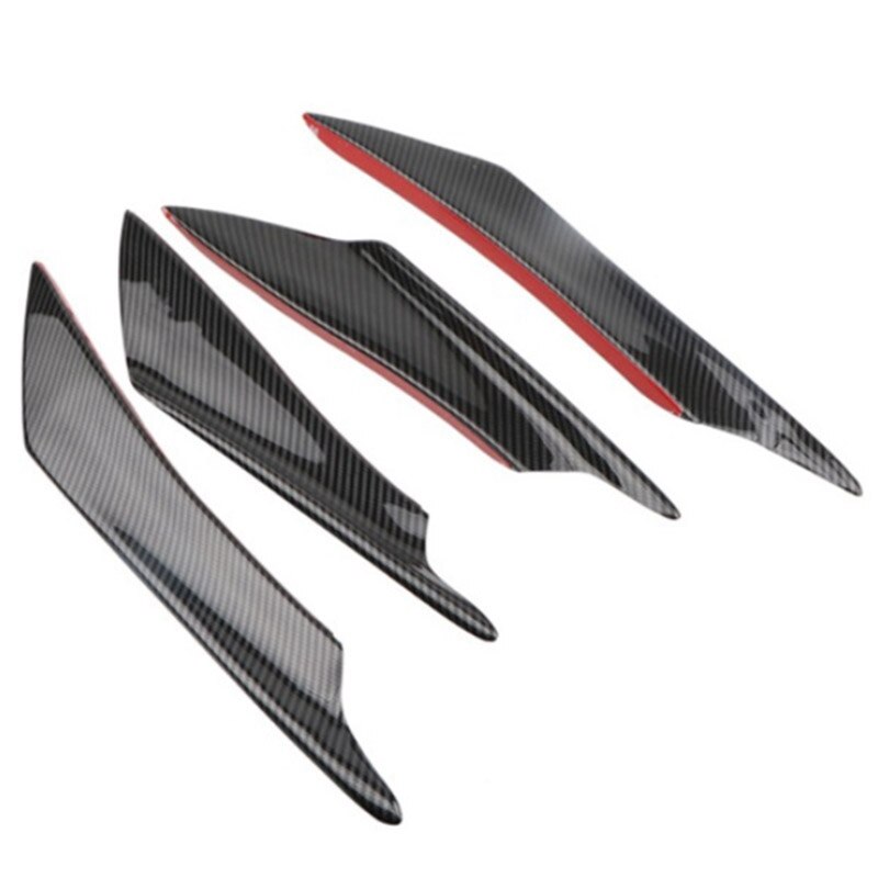 4PCS Carbon Fiber Style Car Bumper Fin Canard Splitter Diffuser Valence Spoiler Lip: Default Title