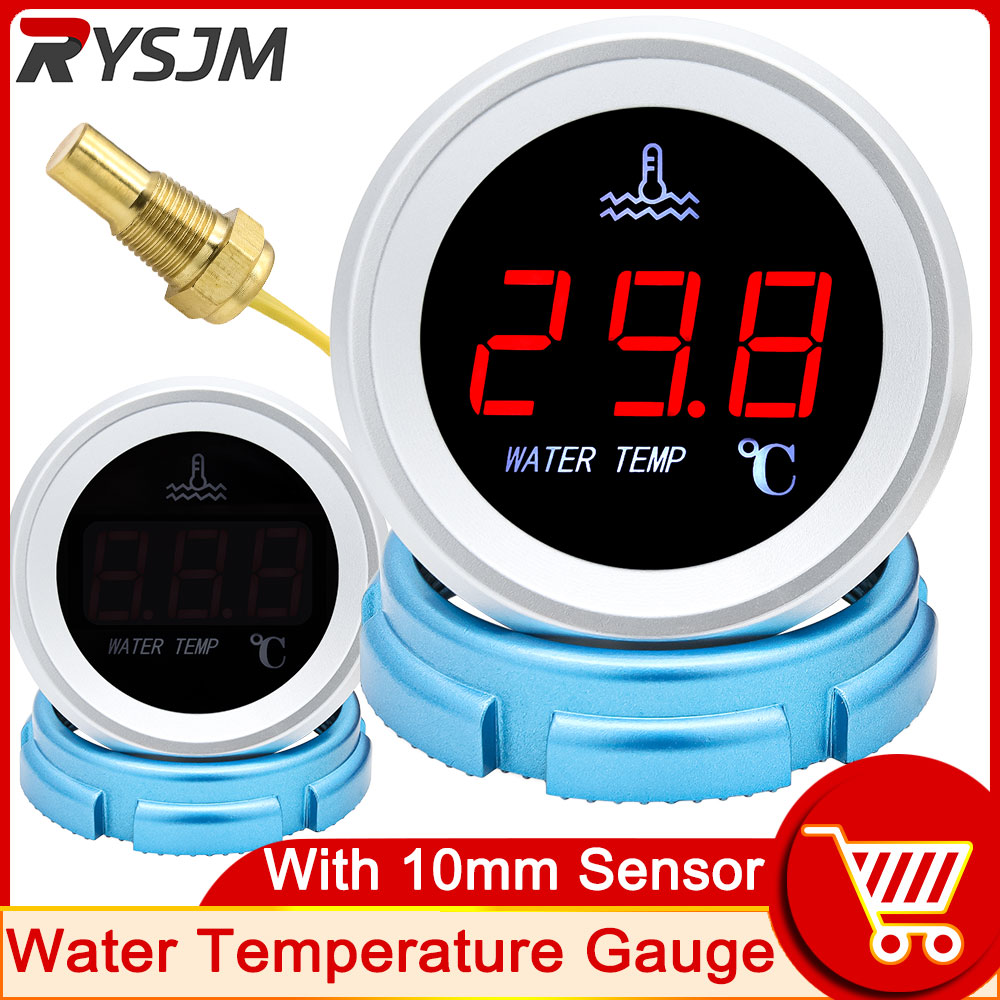 LED-Digital-Wassertemperaturanzeige, 12 V, elektronisch, universell, 120 °C, mit 10 mm Wassertemperatursensor für Auto, LKW, Yacht, Stiefel