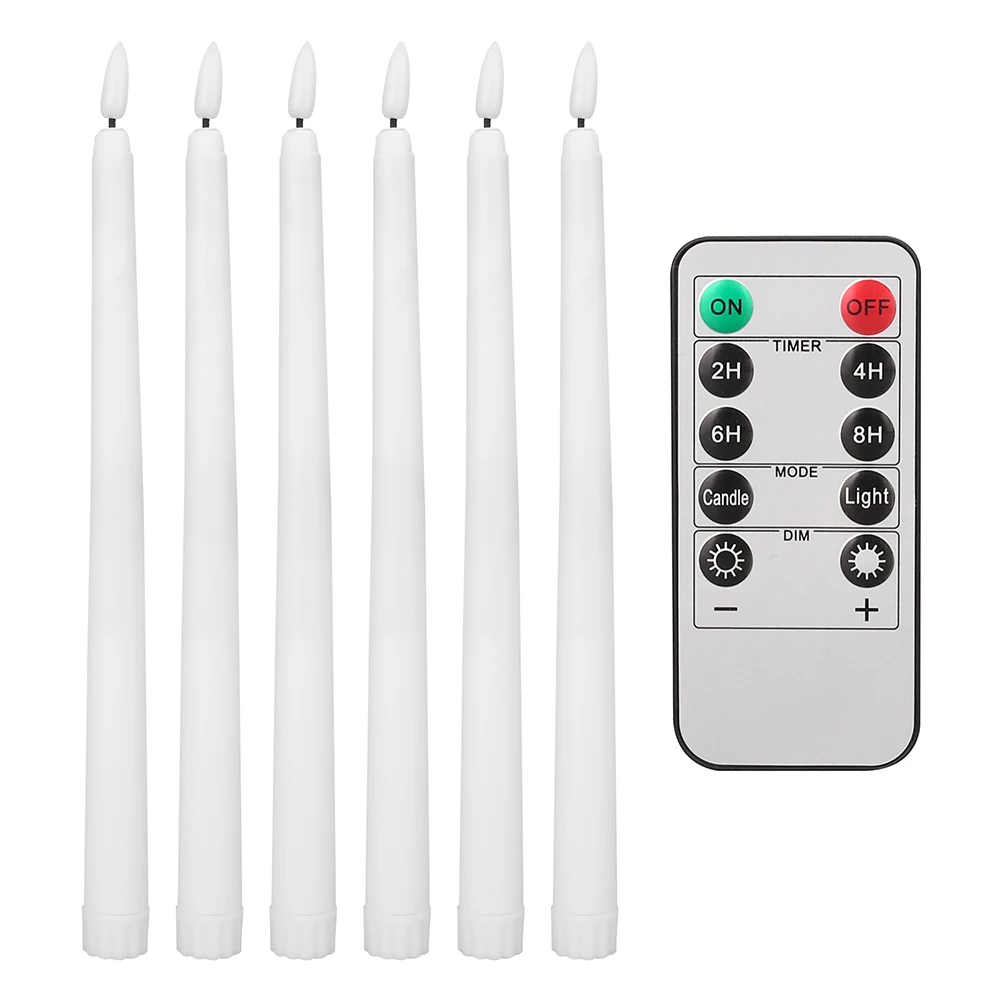 Velas cónicas LED sin llama, 12/24 Uds., parpadeantes con control remoto, candelabros de marfil con pilas de 11 ", decoración navideña para el hogar y la boda: violet