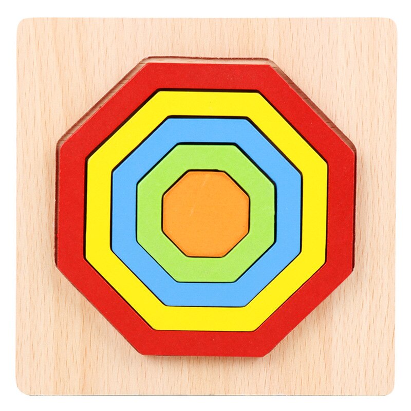 DIY Holz 3D Puzzle Gebäude Geometrische Form Spielzeug Form Lernen Erkenntnis Spielzeug für Baby Kinder Vorschule Bildung Kinder Spielzeug: 6
