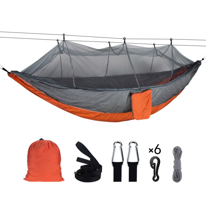 Double Outdoor Person Travel Camping Hanging Hammock Bed Wi Mosquito Net Set Tents Tents & Shelters Camping & Hiking: 6