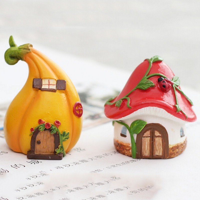 Mini Resin Micro Landscape House Miniature House Fairy Home Garden Decoration Crafts Fairy Garden Pumpkin Room Decor