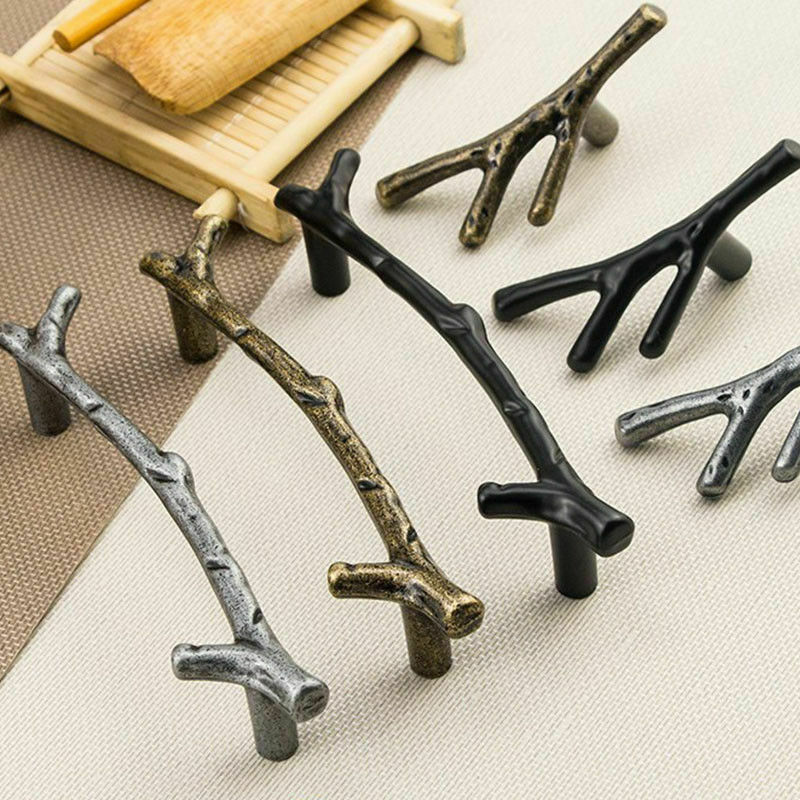 Manija de muebles de rama de árbol de 96mm 128mm negro plata bronce gabinete de cocina manijas tiradores cajón tirador de puerta herrajes