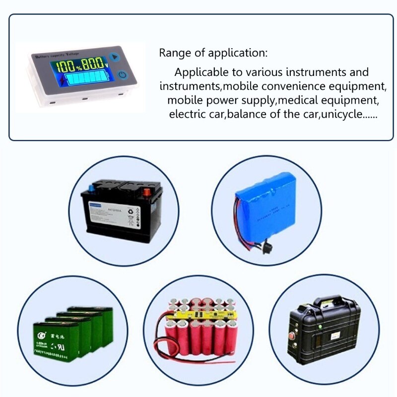 10-100V Universele Batterij Capaciteit Voltmeter Tester Lcd Auto Lood-zuur Indicator E7CA