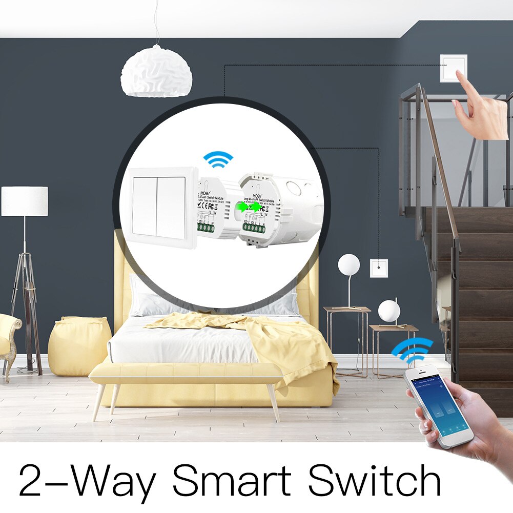 2 Gang Wi-Fi Switch Module Intelligent Light Switch Hidden Voice Control Compatible Alexa/ Google Home APP Control