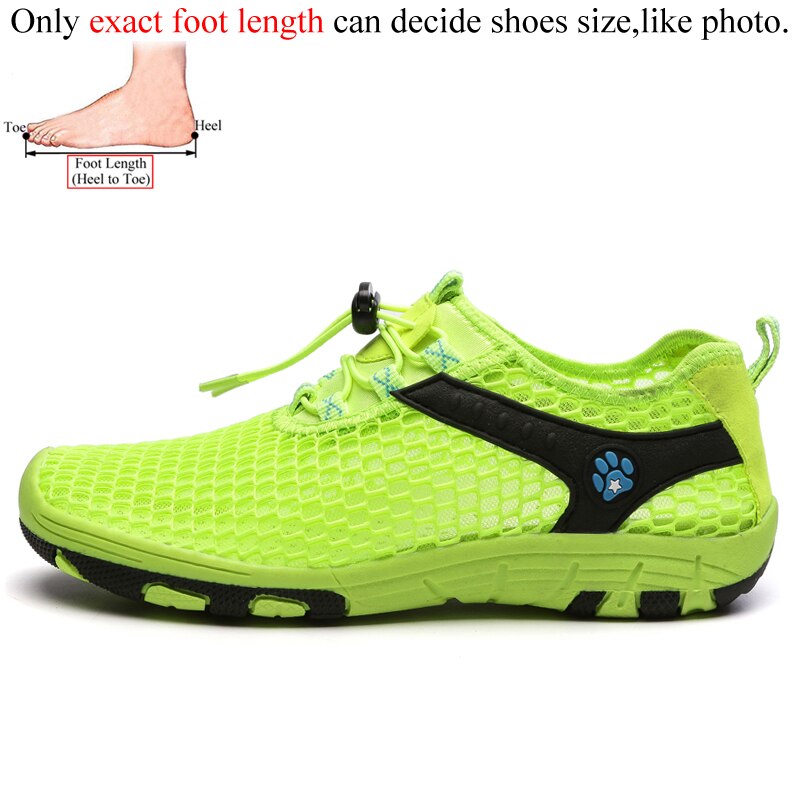 Letnie damskie oddychające odkryte buty z siatki do chodzenia w wodzie kobieta brodząc brodząc w górę trampki wodne Aquashoes: Fluorescent Green / China 41