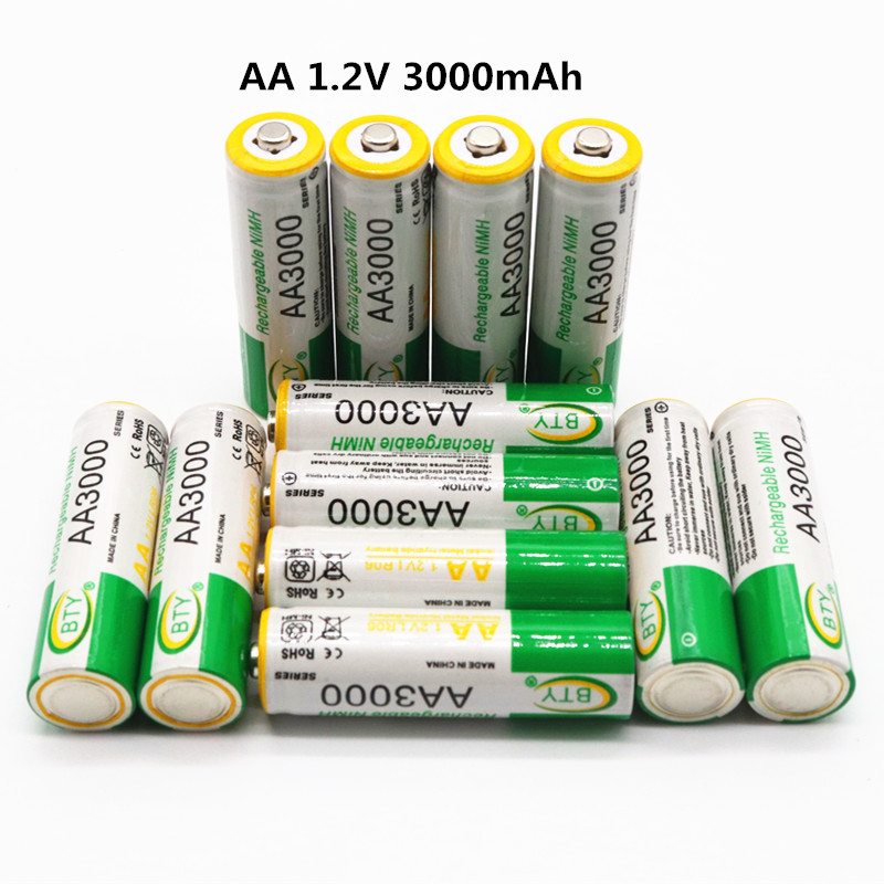 Daweikala AA 3000 1,2 V batería recargable de AA 3000mAh NI-MH 1,2 V batería recargable 2A 3000 +