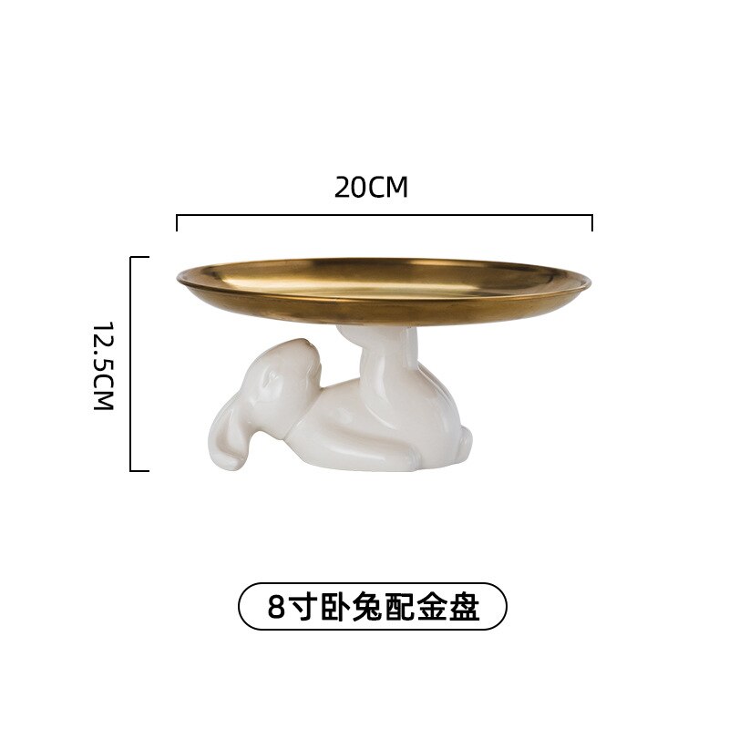 Ceramic rabbit Plate Chinaware Ceramic bunny dish dinner plates cake stand tableware porcelain tray Rabbit plate Easter: 8-inch sleeping