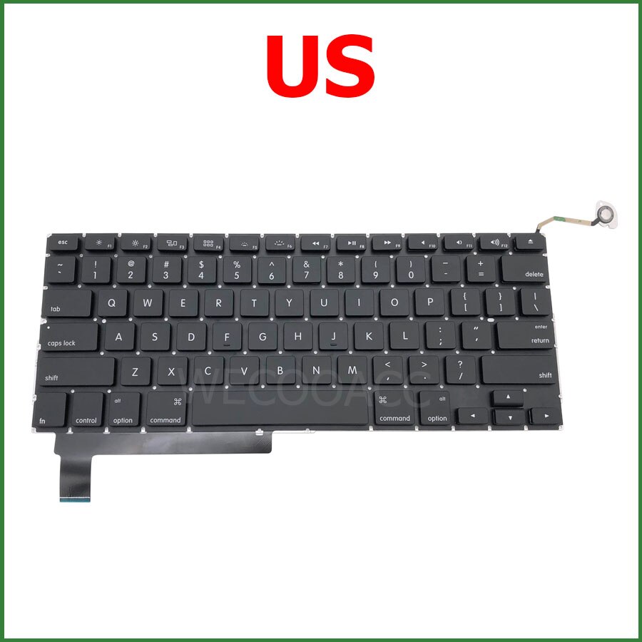 Laptop nowa klawiatura A1286 dla Macbook Pro 15 &quot;A1286 wymiana klawiatury UK US FR ES PT RU DE CH HU układ 2009 2010 2011 2012: SILVER