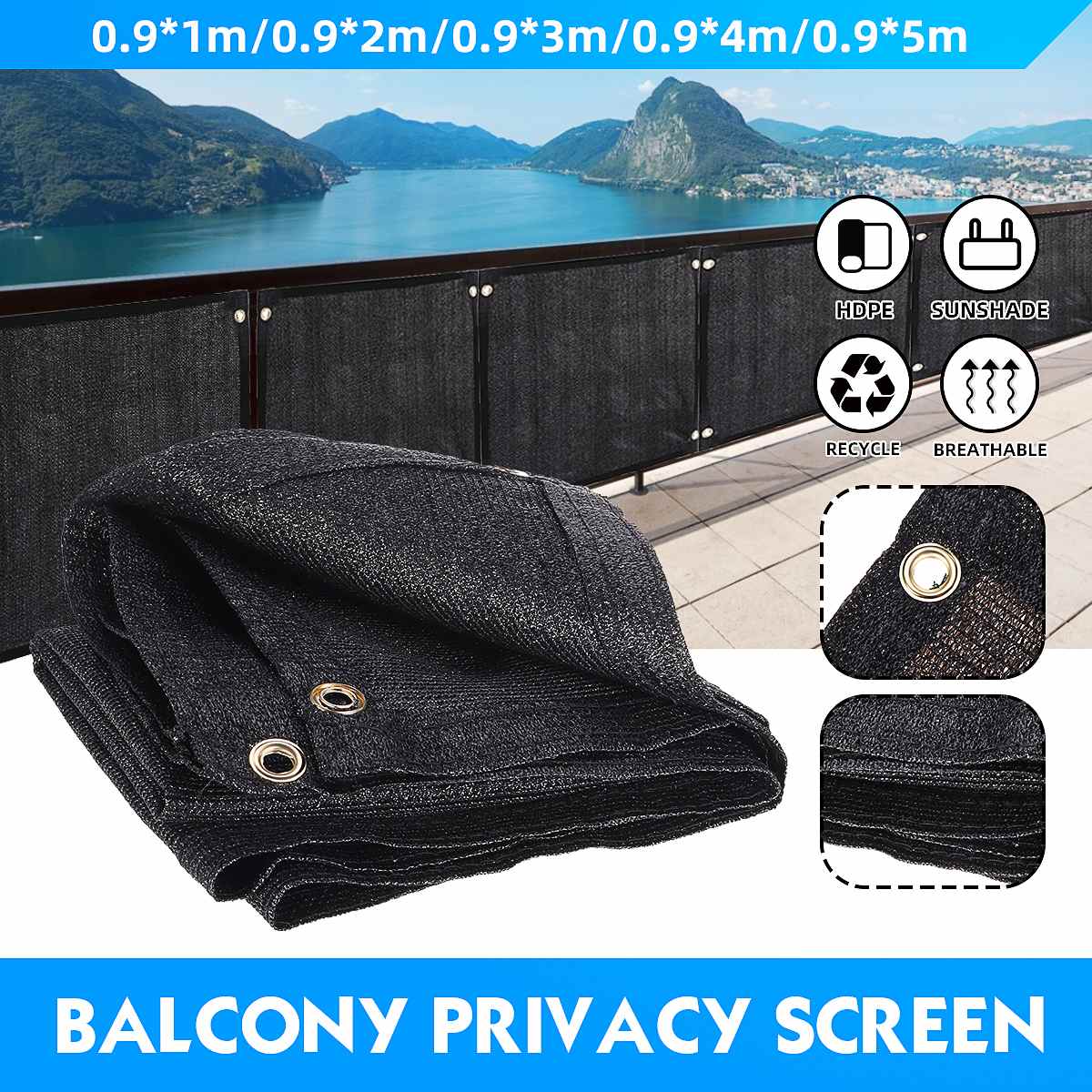 Black Privacy Screen Fence Heavy Duty Fencing Mesh Shade Net Cover for Wall Garden Yard Backyard