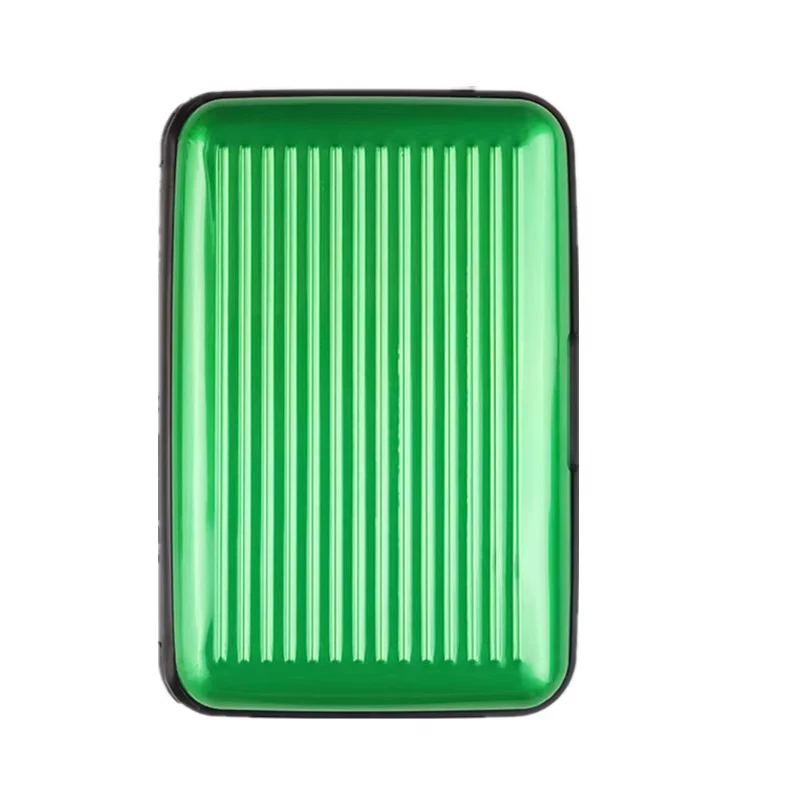 Tarjetero de aluminio para hombre, estuche rígido con bloqueo, billetera, tarjeta de crédito sólida, escaneo Anti-RFID, protección, tarjetero, 1 ud.: COFFEE