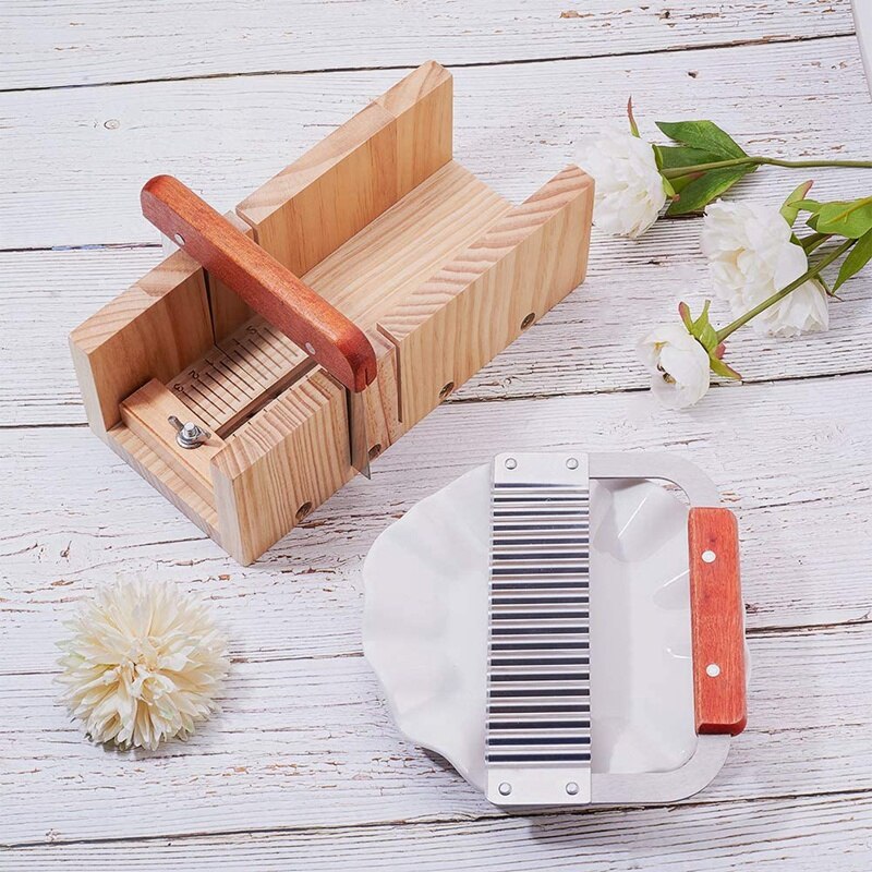 Wooden Soap Cutter Box Precise Line Cutting Adjustable Front Panel Comes with Cutter