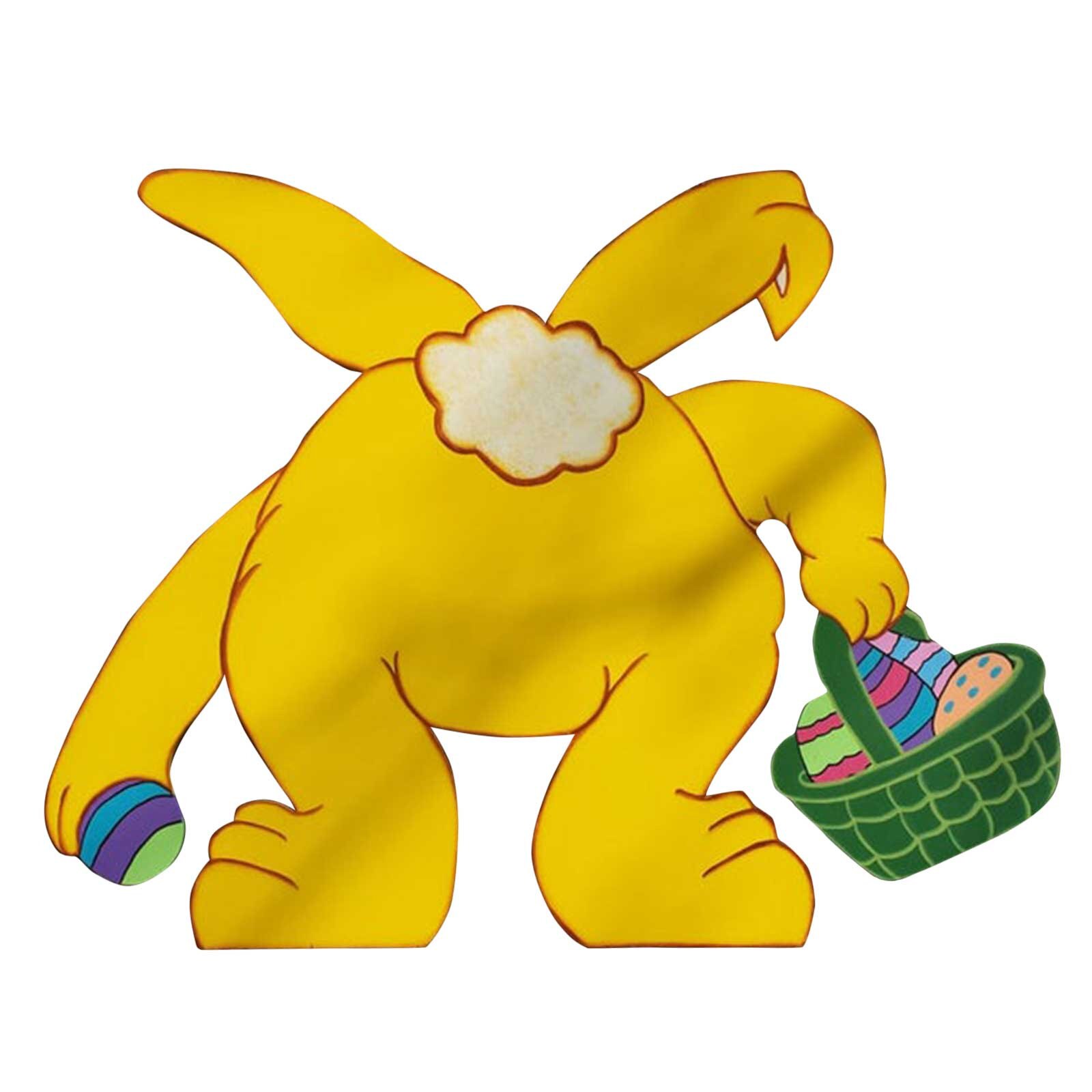 Wooden Easter Garden Decoration Bunny Rabbit Sign Home Lawn Yard Decor Art Sculpture Garden Statue Easter Spring Decoration tuin: YELLOW