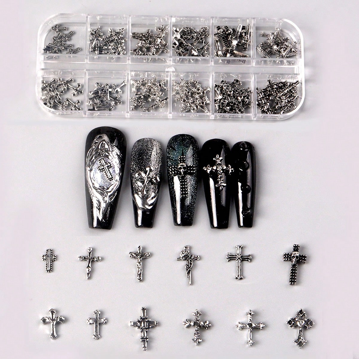 nagelpiercing 10 Stks/partij Punk Stijl Nail Onderdelen Piercing Legering Studs Metalen Curve Pijl Klinknagel Decoratie Nagels Kunst Accessoires Nail Charms: Donker Geel