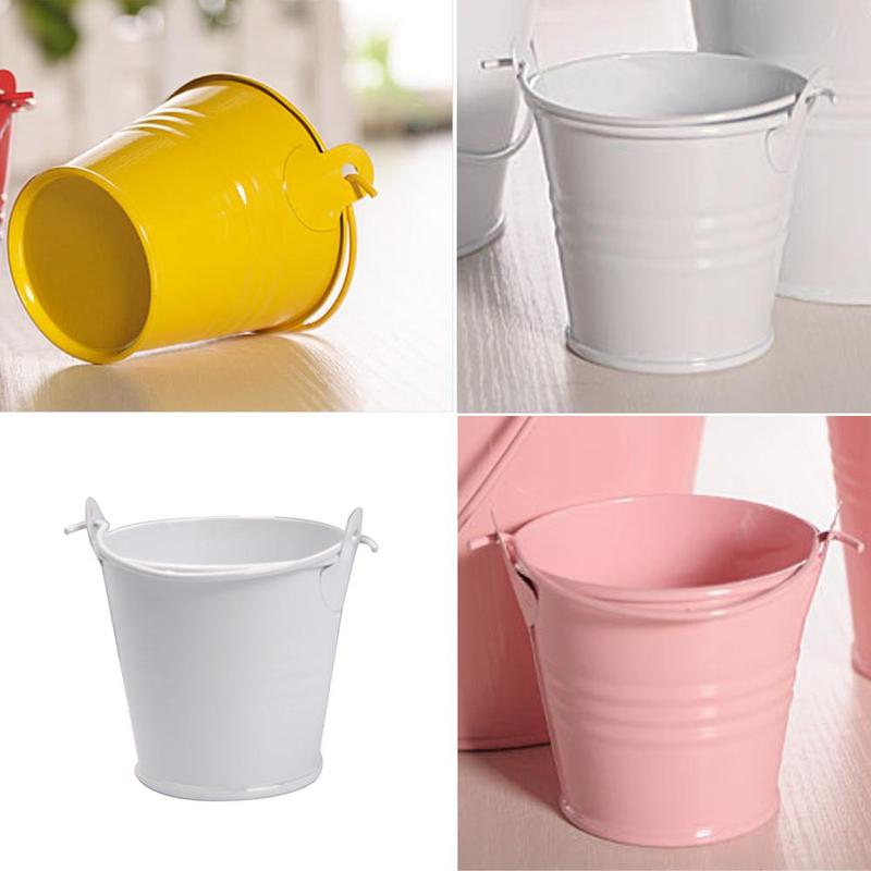 1pcs Mini Bucket bucket Colorful Potted Home Crafts Small Tinplate Iron Candy Barrel Ornaments S4X1