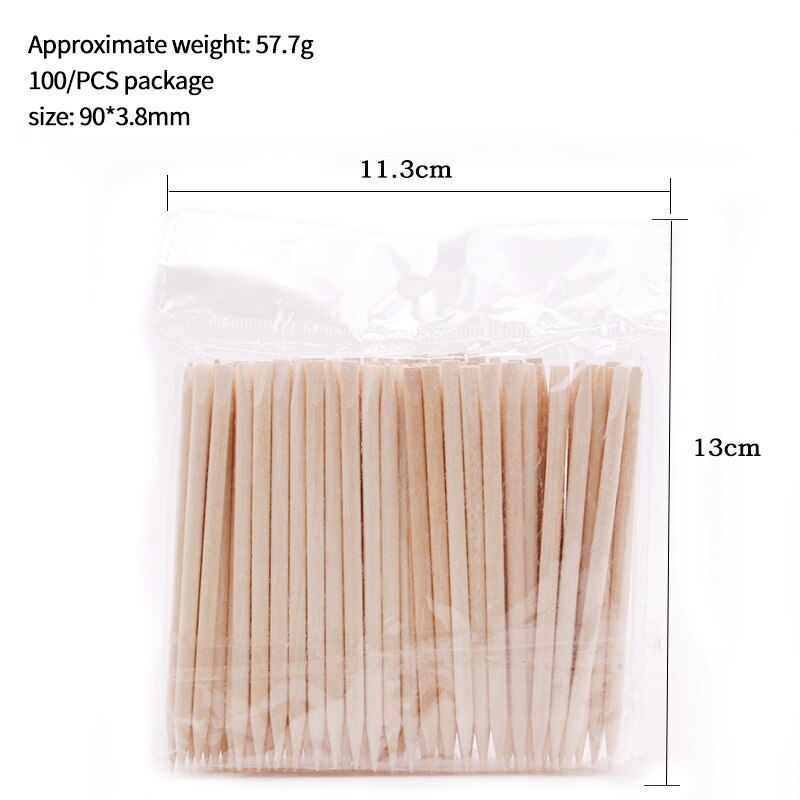 Manicure tools orange stick wooden sign dead skin push 11.4cm double head 100pcs/50pcs bag with dot drill stick: 90mm 100pcs