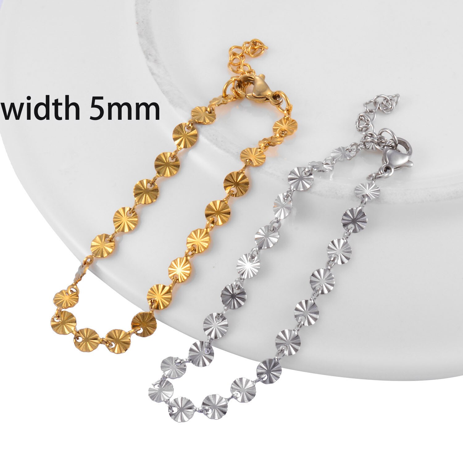 Bracciale tondo in oro a catena fatto a mano in acciaio inossidabile gioielli da uomo e da donna di alta qualità