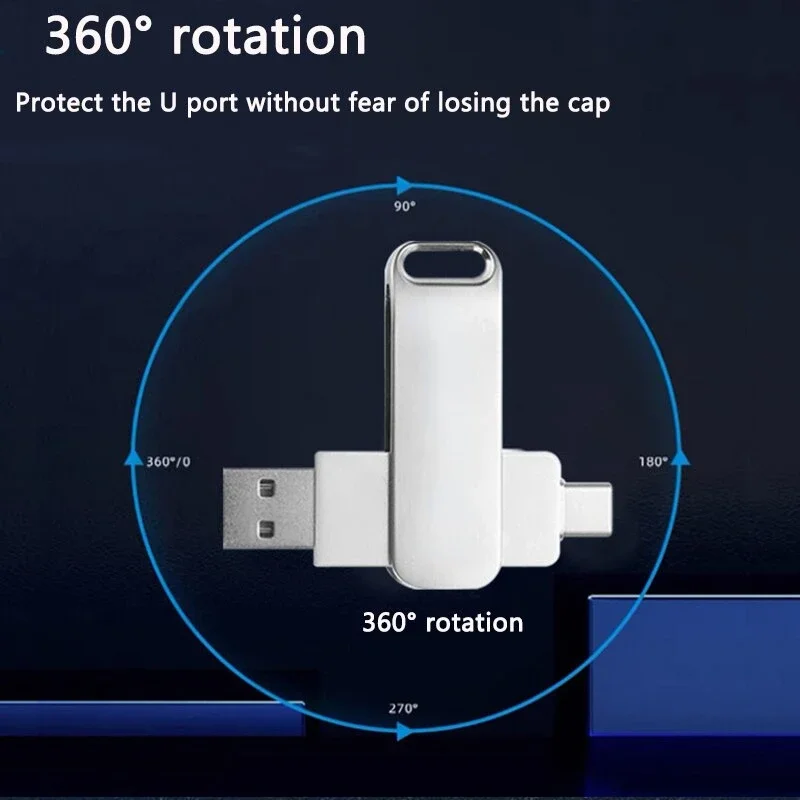 2 in 1 OTG USB-C Flash Pen Drive 64GB Metal Memory Stick Usb 2.0 To Type-C Flash Disk 64GB 128GB 256G USB2.0 High Speed Pendrive