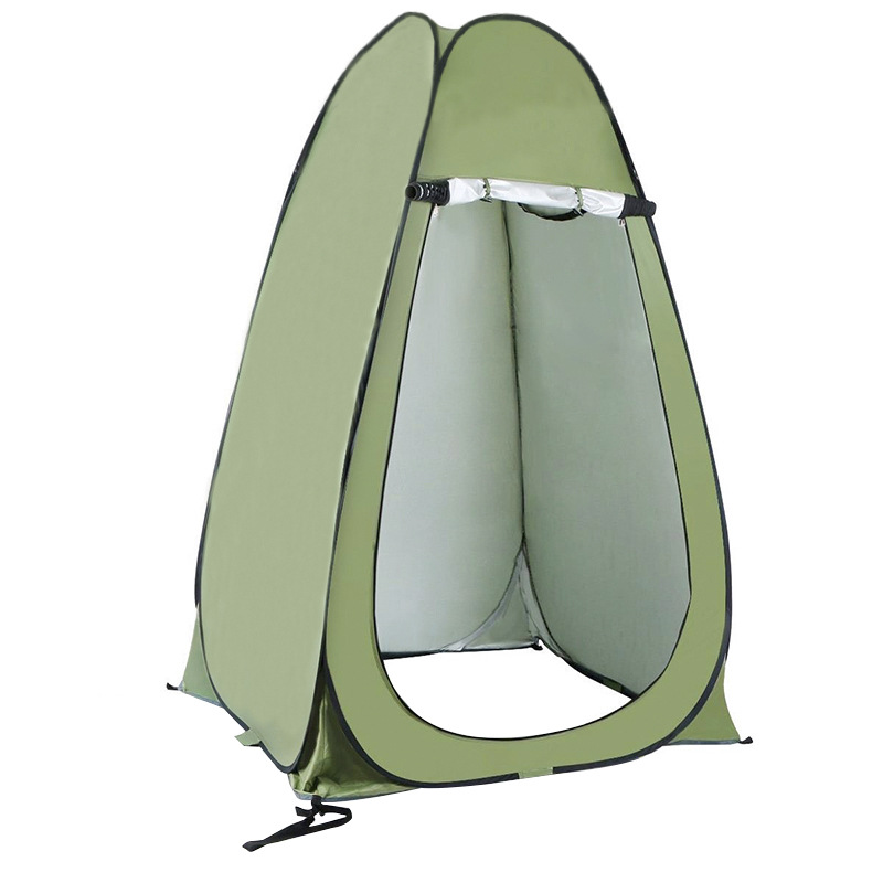 Camping Thick Waterproof Coated Silver Automatic Quick-open Outdoor Shower Fishing Bath Toilet Bathing Tent Sun Shade Tent: Green 2 windows