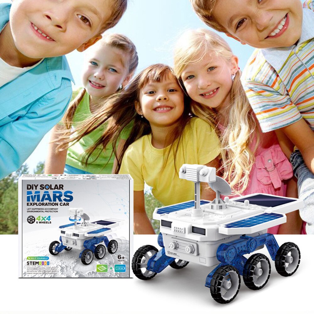 Kids diy solar planet exploration car toy educational assembled model diy building set durable large toy car  b99