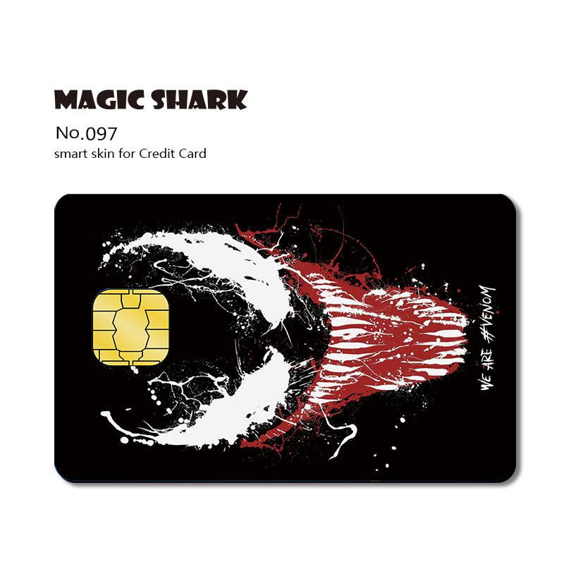 Magic Shark Super Man Wood Print Mountain Flag Venom PVC Credit Card No Fade Skin Sticker Film Case: 097