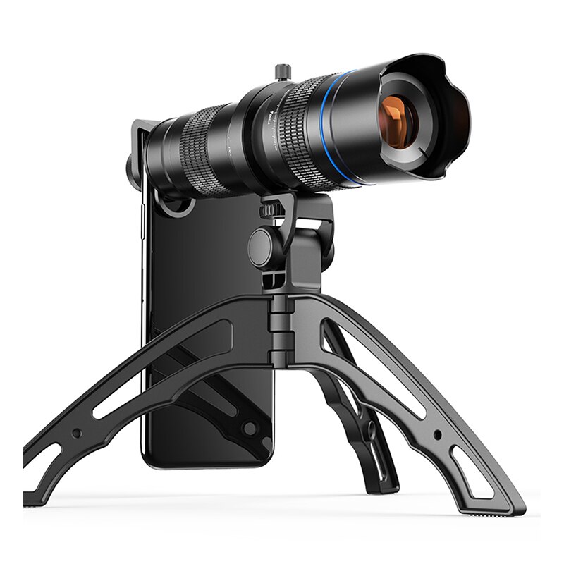 -apexel hd metal 20-40x zoom teleskop teleobjektiv monokulær telefon kamera linse + mini stativ
