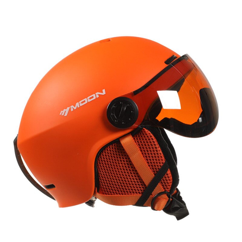 2-in-1 Detachable Wind Shield Ski Helmet Anti-fog Anti-UV Integrated Ski Goggles For Snowboarding: Orange / M